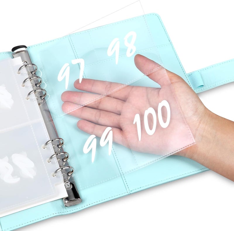MUQING 100 Envelope Challenge Binder, Money Saving Envelopes for Cash Challenge, Saving $5050 Budget Planner Book, 25 Sheets Silkscreen to Digital 100 (Blue) - Image 2